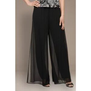 Y2K Elizabeth & James Vintage Black Sheer Wide-Leg Palazzo Chiffon Pants Sz 2
